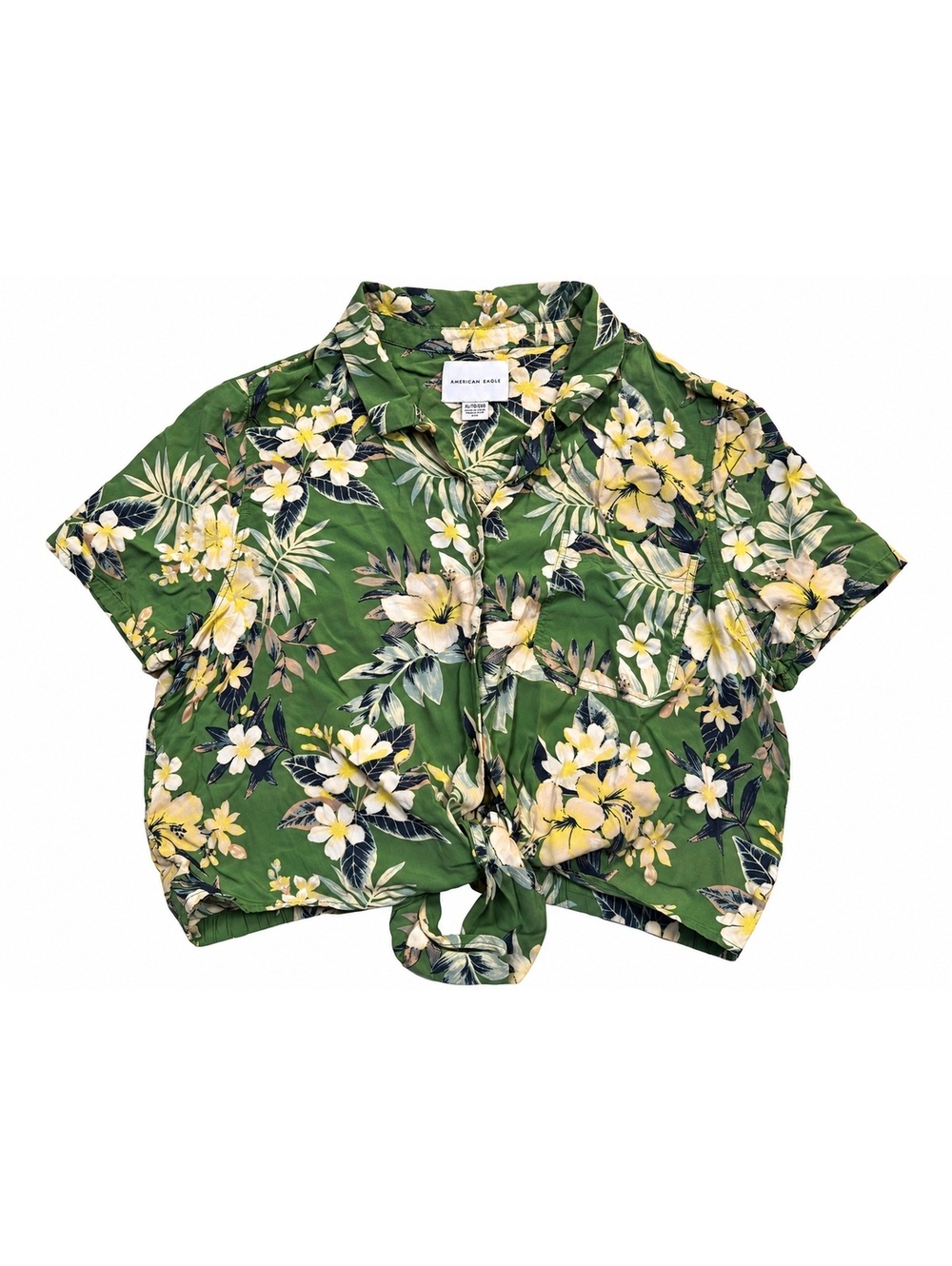American Eagle - Floral cropped Top with Tie Waist Sz XL